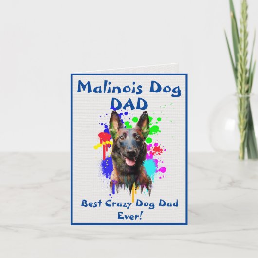Custom Malinois Vater Dog Bester Crazy Dog Vater D Karte (Vorderseite)