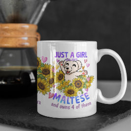 Custom Maltese Lover Sunflower Trainer Floral Kaffeetasse