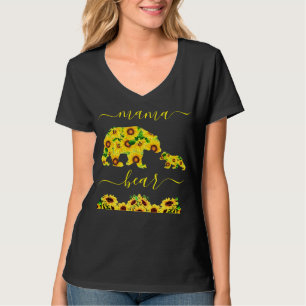 Custom MAMA BEAR Sonnenblumen Mama Frauen Tief V-N T-Shirt