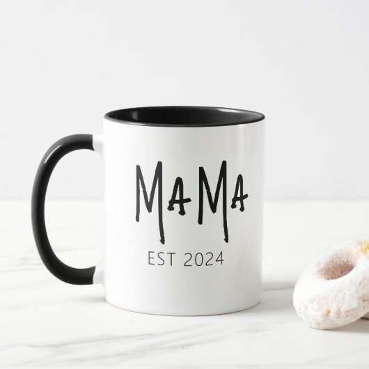 Custom Mama Est 2024 - Personalisiert Tasse (Mit Donut)