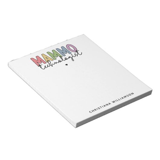 Custom Mammo Technologist Mammographie Tech Gesche Notizblock (angewinkelt)