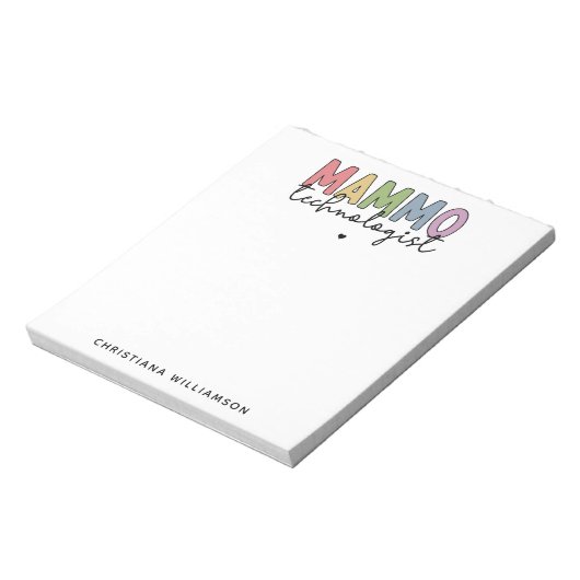 Custom Mammo Technologist Mammographie Tech Gesche Notizblock (Rotiert)