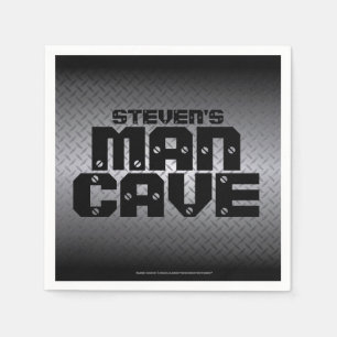 Custom Man Cave Black and Gray Diamond Plate Serviette