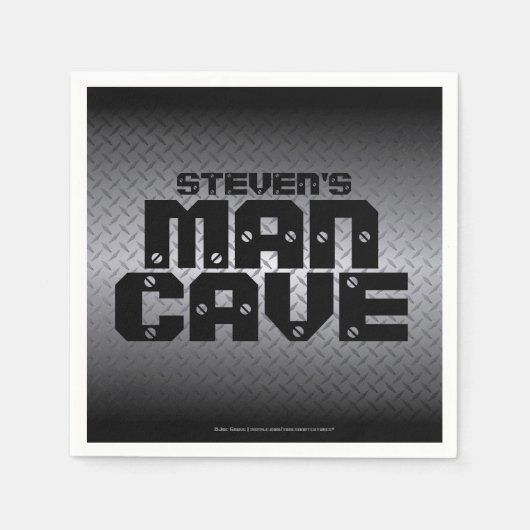 Custom Man Cave Black and Gray Diamond Plate Serviette (Vorderseite)