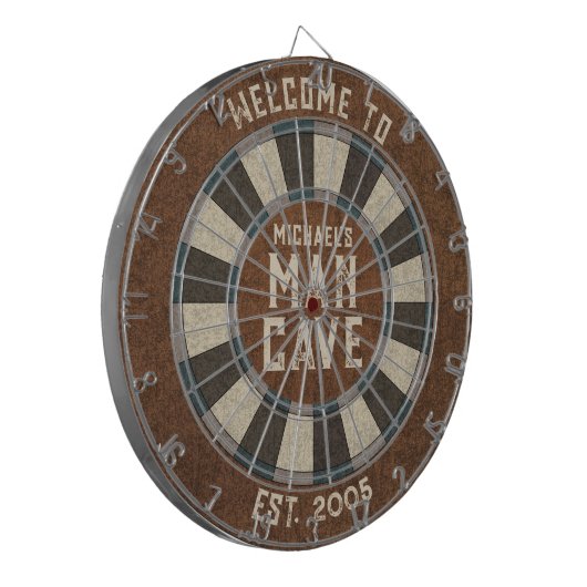 Custom Man Höhle Rustic Dartboard Dartscheibe (Vorderseite Links)