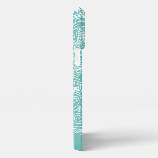 Custom Mandala Art Muster auf Aquamarin blauem Lic iPhone Hülle (Rechte Seite)