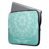 Custom Mandala Art Muster auf Aquamarin blauem Lic Laptopschutzhülle (Vorderseite Links)