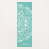 Custom Mandala Art Muster auf Aquamarin blauem Lic Yogamatte (Vorderseite)