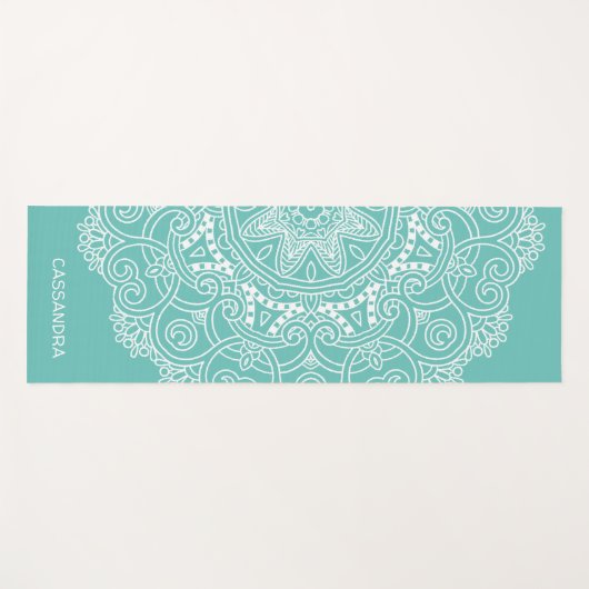 Custom Mandala Art Muster auf Aquamarin blauem Lic Yogamatte (Vorderseite (Horizontal))