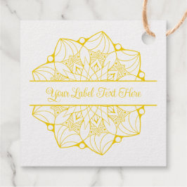 Custom Mandala Foil Label Tag - Gelber Akzent