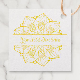 Custom Mandala Foil Label Tag - Gelber Akzent
