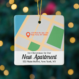 Custom Map Address First Christmas New Apartment Keramikornament