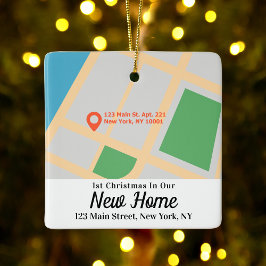 Custom Map Address First Christmas New Zuhause Keramikornament