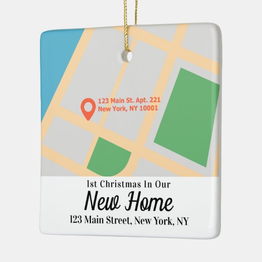 Custom Map Address First Christmas New Zuhause Keramikornament (Links)