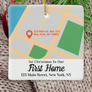Custom Map Adresse 1 Weihnachten in unserer ersten Keramikornament