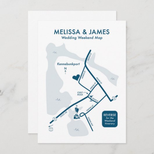 Custom Map Wedding Welcome Card for MELISSA Begleitkarte (Vorne/Hinten)