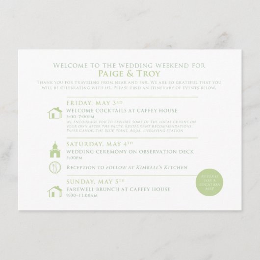 Custom Map Welcome Wedding Card for ANNE Begleitkarte (Vorderseite)