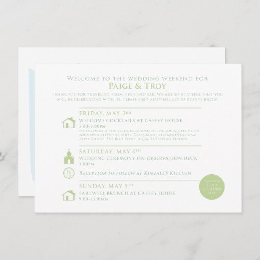 Custom Map Welcome Wedding Card for ANNE Begleitkarte (Vorne/Hinten)