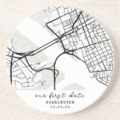 Custom Map "Where We Met" First Date Personalized Getränkeuntersetzer (Vorne)