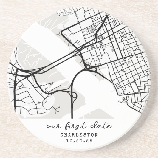 Custom Map "Where We Met" First Date Personalized Getränkeuntersetzer (Vorne)