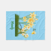 Custom Mar Birth Blume & Stone Fleece Blanket (Vorderseite (Horizontal))
