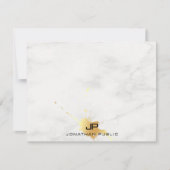 Custom Marble Elegant Gold Splash Monogram Mitteilungskarte (Vorderseite)