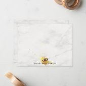 Custom Marble Elegant Gold Splash Monogram Mitteilungskarte (Vorderseite/Rückseite Beispiel)