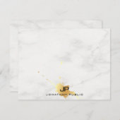 Custom Marble Elegant Gold Splash Monogram Mitteilungskarte (Vorne/Hinten)