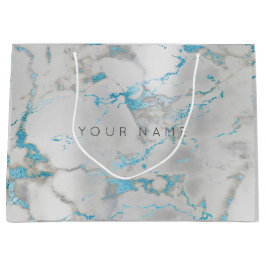 Custom Marble Gray Blue Metallic Aqua Silver Große Geschenktüte