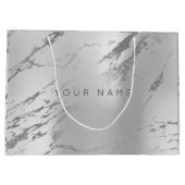 Custom Marble Gray Monoch Metallic Abstrakt Silver Große Geschenktüte (Rückseite)