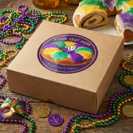 Custom Mardi Gras King Cake & Baby Runder Aufkleber