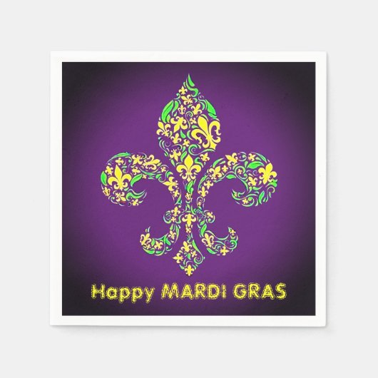 Custom MARDI GRAS Lilie Verfügbarer Cocktail Serviette (Vorderseite)
