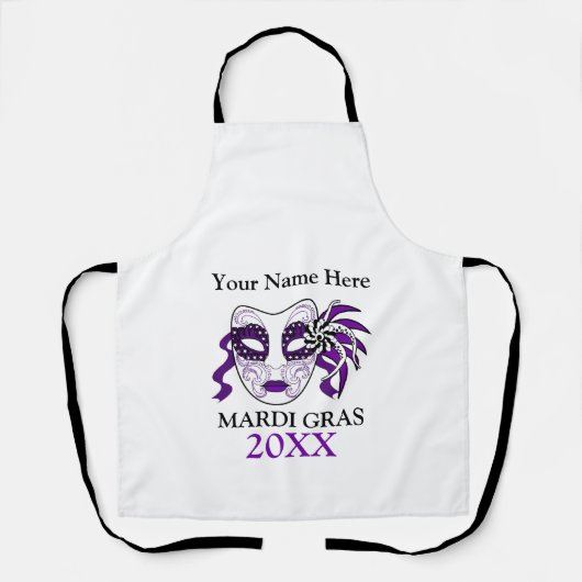 Custom Mardi Gras mit Festivalmaske Schürze (Vorderseite)