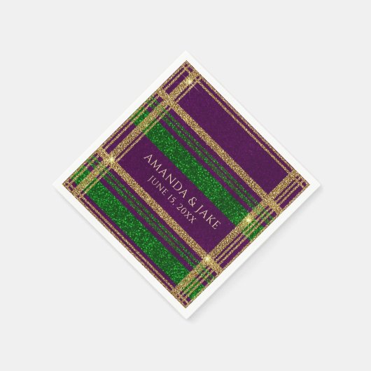 Custom Mardi Gras Plaid Serviette (Ecke)