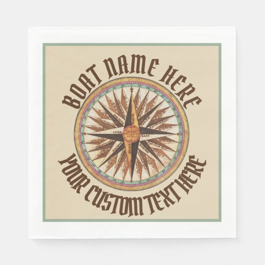 Custom Maritime Vintag Compass Rose Serviette (Vorderseite)