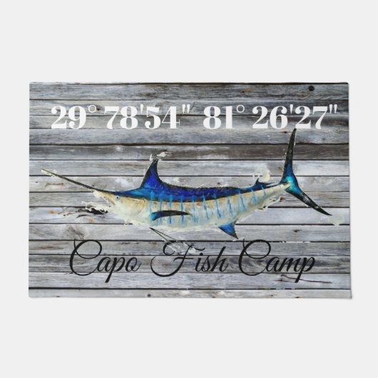 Custom Marlin Door Mat mit Lat und Long Fußmatte (Vorderseite)