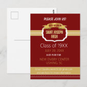 Custom Maroon 50th Class Reunion Invite Postkarte (Vorne/Hinten)