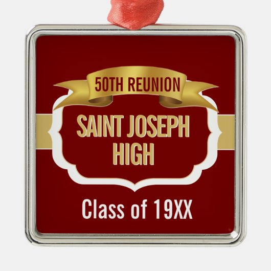 Custom Maroon 50th Class Reunion  Ornament Aus Metall (Vorne)
