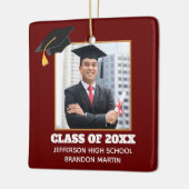 Custom Maroon Abschluss Senior Foto 2025 Keramikornament (Links)