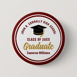 Custom Maroon Gold Graduate 2025 Graduation Party Button