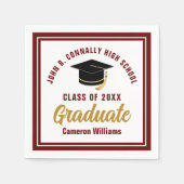 Custom Maroon Gold Graduate 2025 Graduation Party Serviette (Vorderseite)