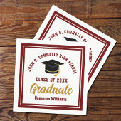 Custom Maroon Gold Graduate 2025 Graduation Party Serviette