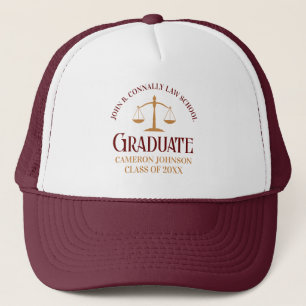 Custom Maroon Gold Law School Abschluss Truckerkappe