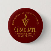 Custom Maroon Gold Veterinary School Abschluss Button (Vorderseite)