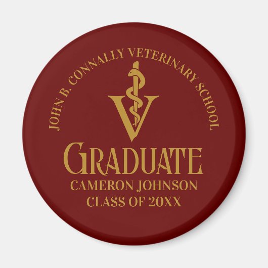 Custom Maroon Gold Veterinary School Abschluss Magnet (Vorne)