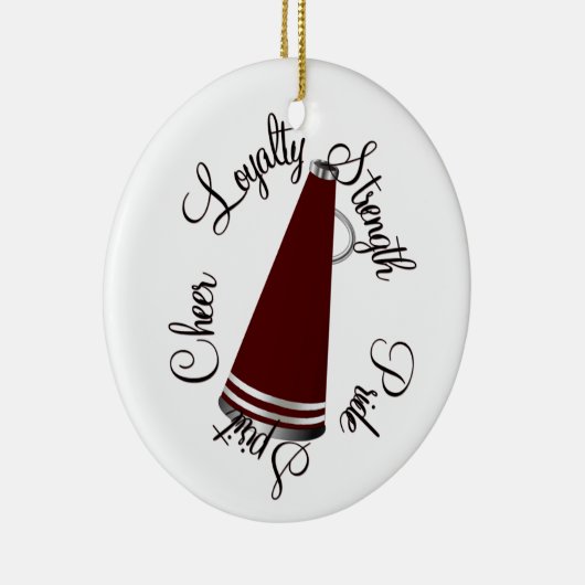 Custom Maroon Megaphone Cheerleader Ornament (Rechts)