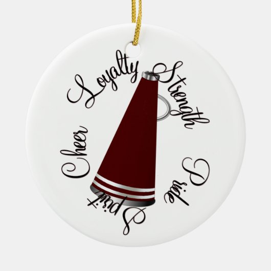Custom Maroon Megaphone Cheerleader Ornament (Vorne)