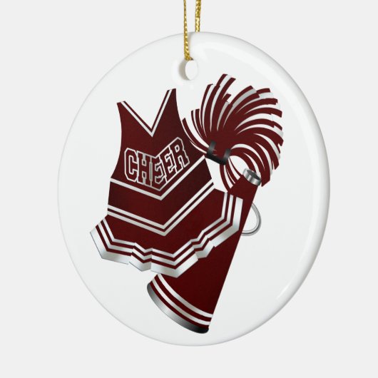 Custom Maroon & White Cheerleader Ornament (Links)