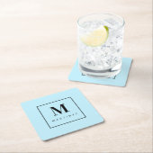 Custom Marvely Monogram Light Blue Rechteckiger Pappuntersetzer (Vor Ort)