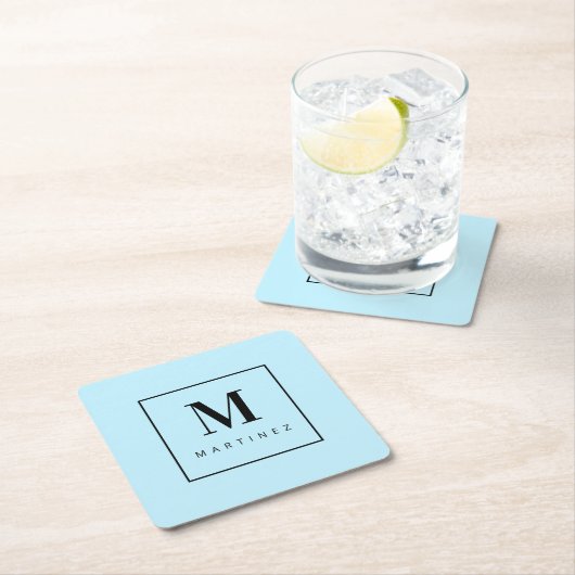 Custom Marvely Monogram Light Blue Rechteckiger Pappuntersetzer (Vor Ort)